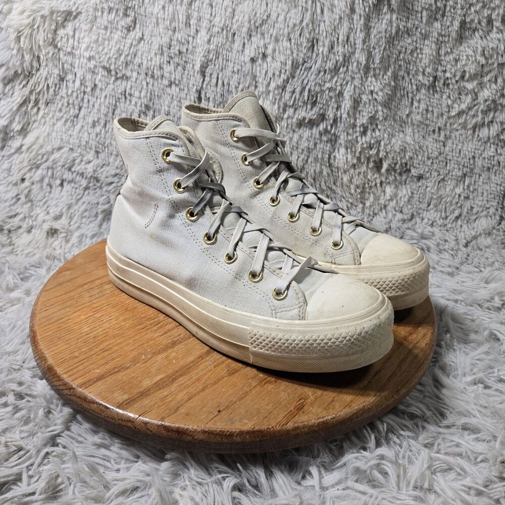 Converse Platform High Top Sneakers CTAS Lift Barely Grey/Egret Womens Size 9
